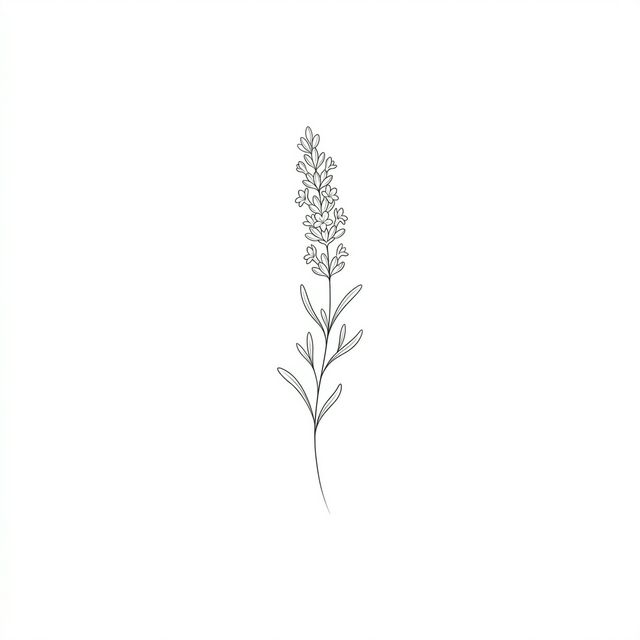 Delicate Fine Line Lavender Sprig